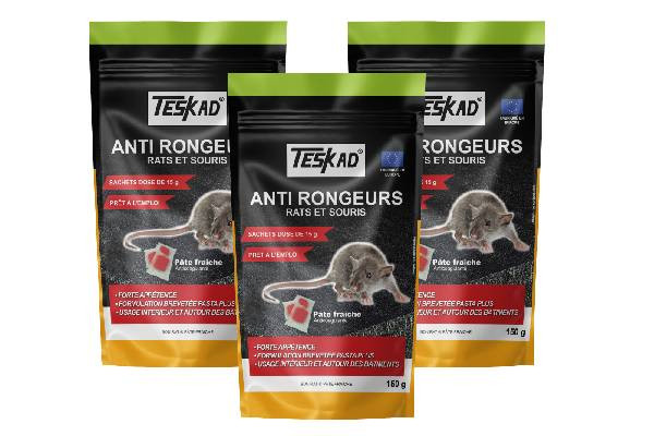 Teskad Pâte Fraîche au Difénacoum anti Rats 150g lot de 3